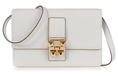 Hermes white jean togo leather gold closure flap bag.