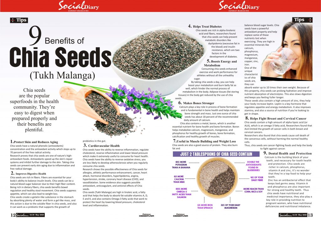 9 Benefits of Chia Seeds(Tukh Malanaga) – Social Diary