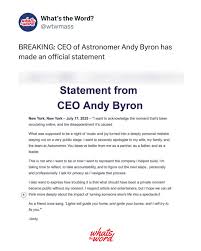 Astronomer CEO Andy Byron Responds After Coldplay Kiss Cam Catches HR